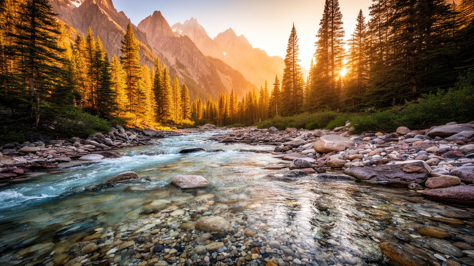 Mountain stream at golden hour - the perfect prospecting location